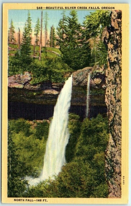 Postcard - Beautiful Silver Creek Falls Oregon - North Fall - 146 ft ...