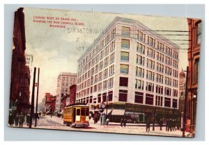 Vintage 1909 Postcard Grand Avenue New Caswell Block Milwaukee Wisconsin