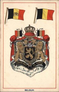 Belgium Heraldic Symbols Flags Patriotic c1910 Vintage Postcard