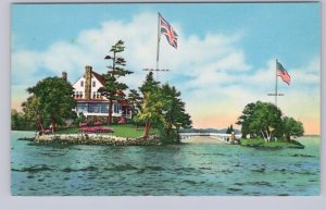 Zavikon Island, Bridge, Tiny American Island, Thousand Islands Ontario Postcard