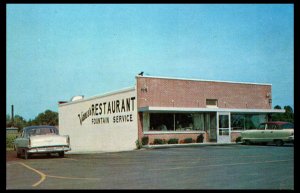 1950s Vance's Restaurant New Castle IN Old Cars Postcard