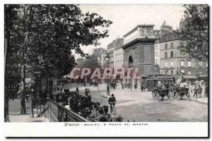 Paris Old Postcard Boulevard and Porte Saint Martin