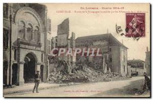 Old Postcard Judaica Jewish Judaca Luneville Entree of the synagogue burnt by...