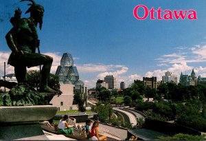 Canada Ottawa Skyline With Indian Statue