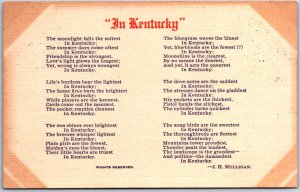 VINTAGE POSTCARD IN KENTUCKY POETRY AND VERSE BY J.H. MULLIGAN [storage marks]