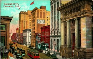 Hastings Street View Vancouver British Columbia BC Canada UNP Postcard D12