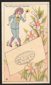 VICTORIAN TRADE CARDS (6) Van Deventers Fine Cigars Fancy Dressed People Flowers