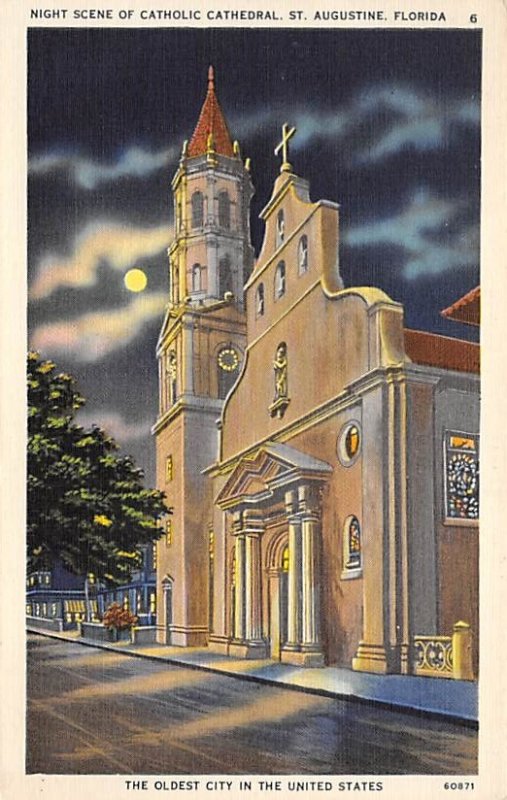 Night Scene of Cathollic Cathedral Oldest City in the United States St August...