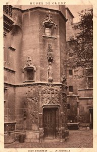 Vintage Postcard 1920's Museum De Cluny Cour D' Honneur La Tourelle Paris France
