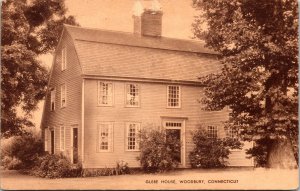 Historic Glebe House Streetview Woodbury Connecticut Sepia BW Postcard 