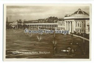 aj0254 - Open Air Swimming Pool , Blackpool , Lancashire - postcard