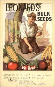 West Union IA Martin Hardware Leonards Seeds Advert Promo Vintage Postcard