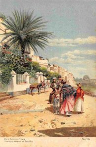 Barrio de Triana Gipsy Quarter Sevilla Seville Spain 1910c postcard