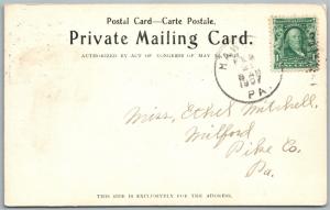 HAWLEY PA FIRST NATIONAL BANK 1907 ANTIQUE POSTCARD PRIVATE MAILING CARD