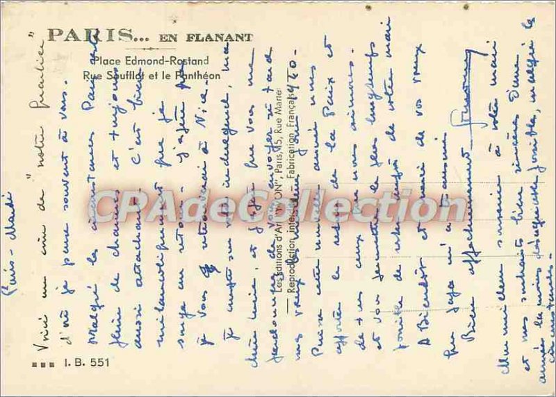 Postcard Modern Place Edmond Rostand Paris Rue Soufflot and the Pantheon