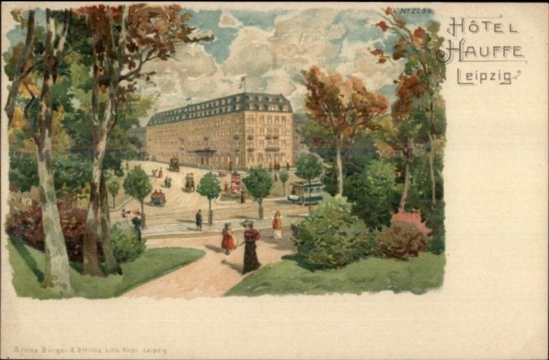 Leipzig Germany Hotel Hauffe c1900 Postcard