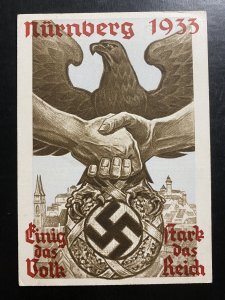 1933 Nürnberg Germany Propaganda Postcard Cover FDC NSDAP Party Congress