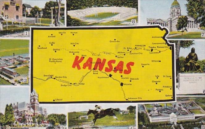 Map Of Kansas 1944