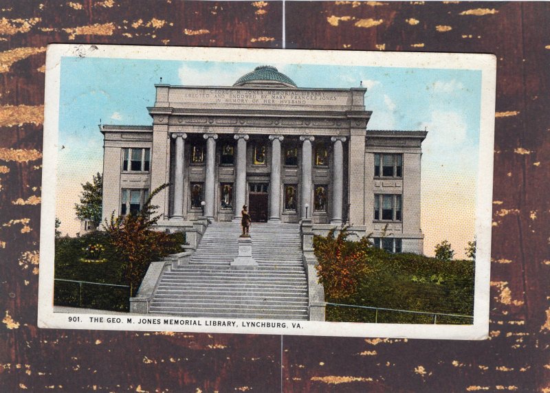 George M. Jones Memorial Library Postcard Lynchburg Virginia Historic Building