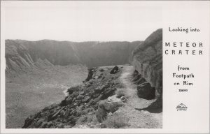 RPPC Postcard Looking Into Meteor Crater From Footpath on Rim Winslow AZ