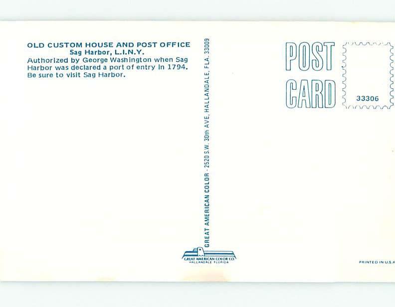 Unused Pre-1980 POST OFFICE SCENE Long Island - Sag Harbor New York NY hs0916