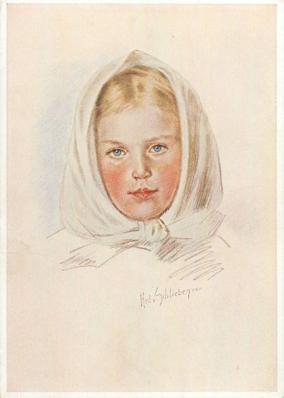 Portrait of a girl Hed von Schlieben Postcard