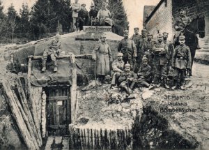 WWI German Soldiers Bunker Trench Postcard