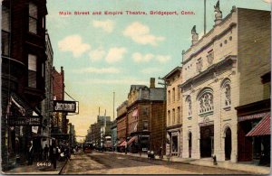 Main Street and Empire Theatre, Bridgeport CT Vintage Postcard T64