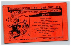 Vintage 1943 Military Thanksgiving Postcard Naval Training Station Great Lakes