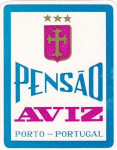 Portugal Guarda Porto Pensao Aviz Vintage Luggage Label sk3379