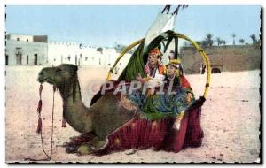 Postcard Modern North African Scenes and Types Fathma Aicha and camel ride Camel