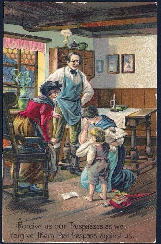 Forgive us our Trespasses as we forgive ... Family in Home Unused c1910s