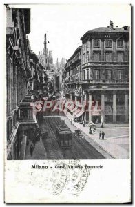 Old Postcard Milano Corso Vittorio Emanuele Tramway