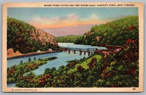 Postcard Harpers Ferry West Virginia 1943 Where Three States And Two Rivers Meet