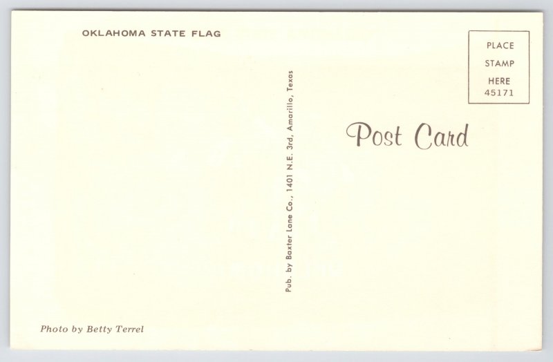 Oklahoma~State Flag On White Background~Vintage Postcard