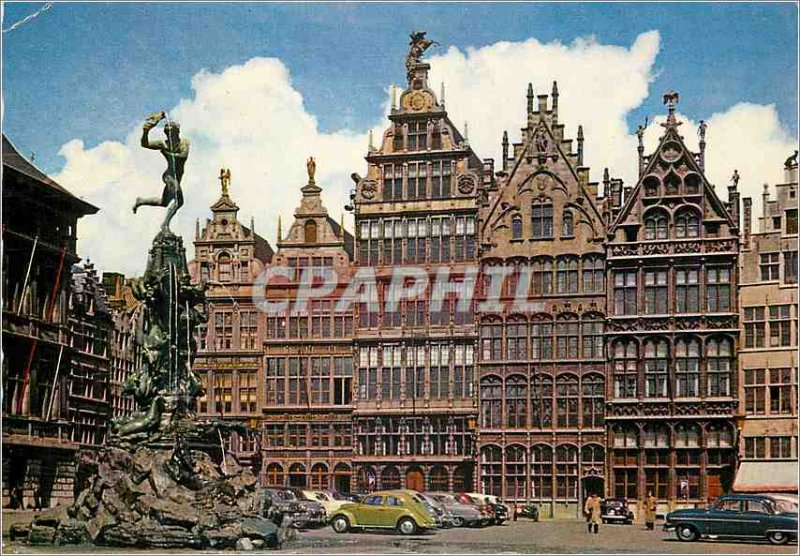 Postcard Modern Antwerp brabo and corporate house