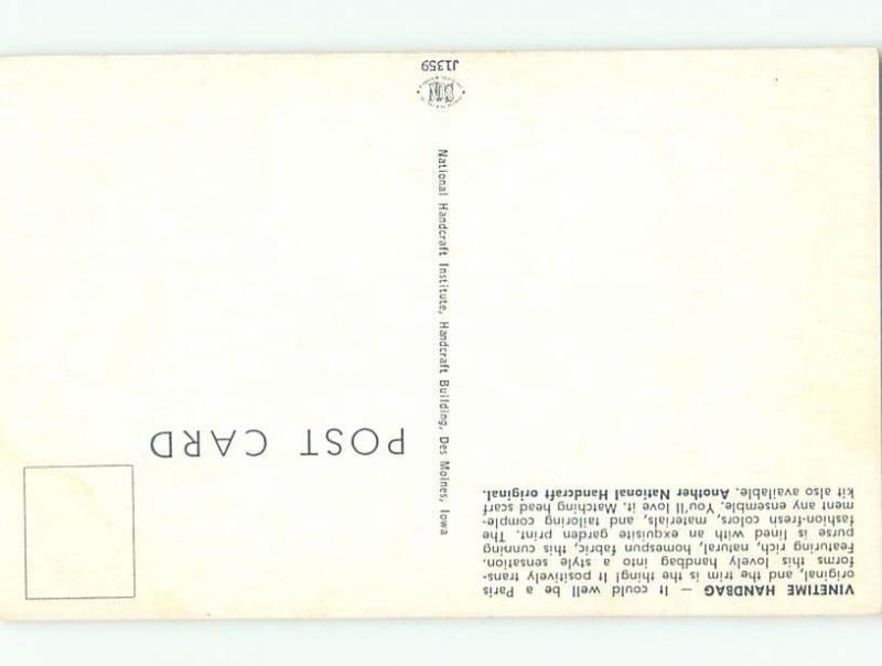 Pre-1980 This Is A Postcard VINETIME HANDBAG PURSE BY NATIONAL HANDCRAFT AC7416