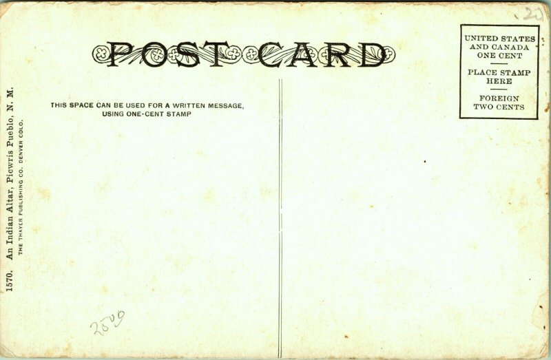 An Indian Altar Picwries Pueblo New Mexico Postcard sepia