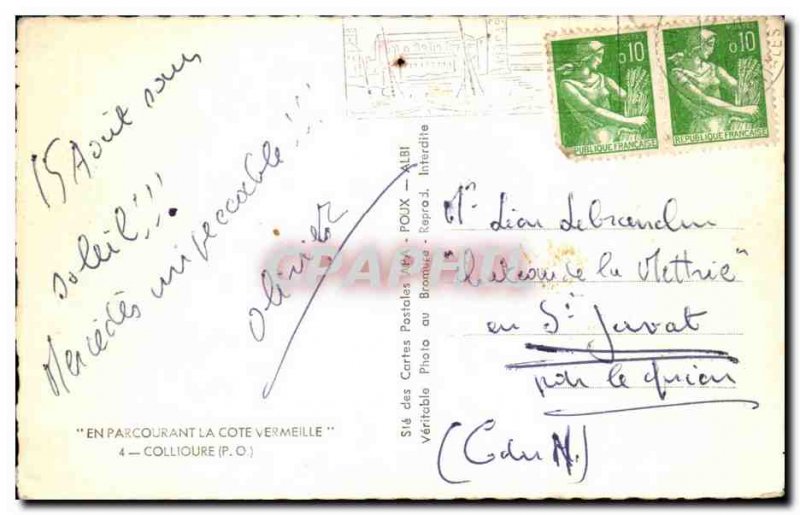 Old Postcard Traveling In The Cote Vermeille Collioure