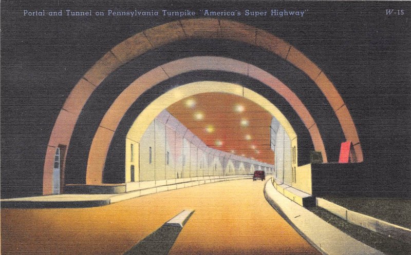 Pennsylvania Turnpike 1940s Postcard Portal and Tunnel Super Highway