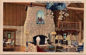 Illinois Grafton Pere Marquette State Park Interior Of Lodge Curteich