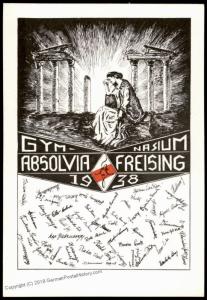 3rd Reich Germany 1938 Freising Absolvia Studentica Jugend Youth Card 83131