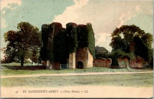 Postcard UK Kent County St. Radigund's Abbey Ruins near Dover 1909 J6