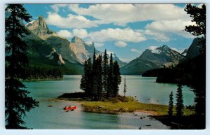 MALIGNE LAKE, Jasper National Park Alberta Canada ~ MOTOR LAUNCH CRUISE Postcard