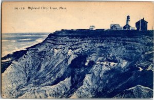 View of Highland Cliffs, Lighthouse Truro MA UDB Vintage Postcard D77