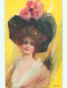 Pre-Linen artist signed PRETTY WOMAN W7335