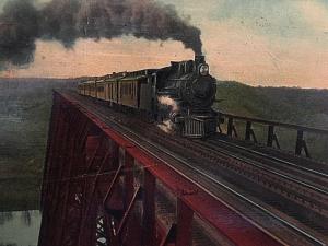 Postcard  Hand Tinted Train Crossing Boone Viaduct, Boone Iowa.      X3