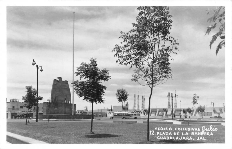 RPPC Plaza De La Bandera, Guadalajara, Mexico ca 1950s Vintage Postcard