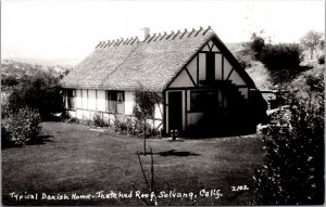 Real Photo Postcard Typical Danish Home Thatched Roof in Solvang, California