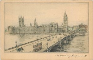 1930s London UK Penpoint House of Parliament #2303 Postcard 25-11300